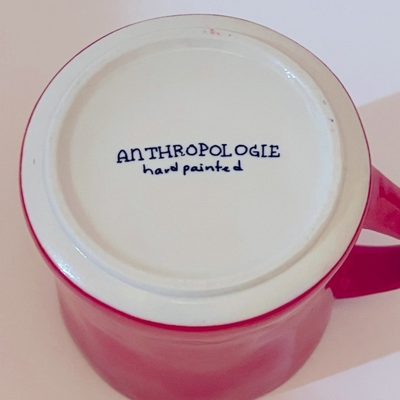 Anthropologie Coffee Mug, Orange/Red Color Hand Painted letter E monogram - Picture 4 of 8